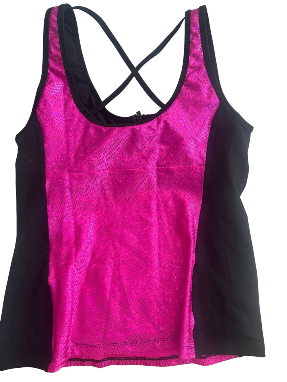 Bebe Sport Workout Top Size Large Pink & Black NWT $49 - Picture 2 of 4